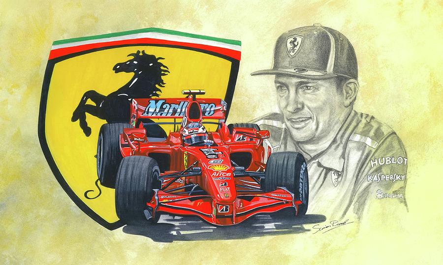 The Ferrari Legends - Kimi Raikkonen Painting by Simon Read