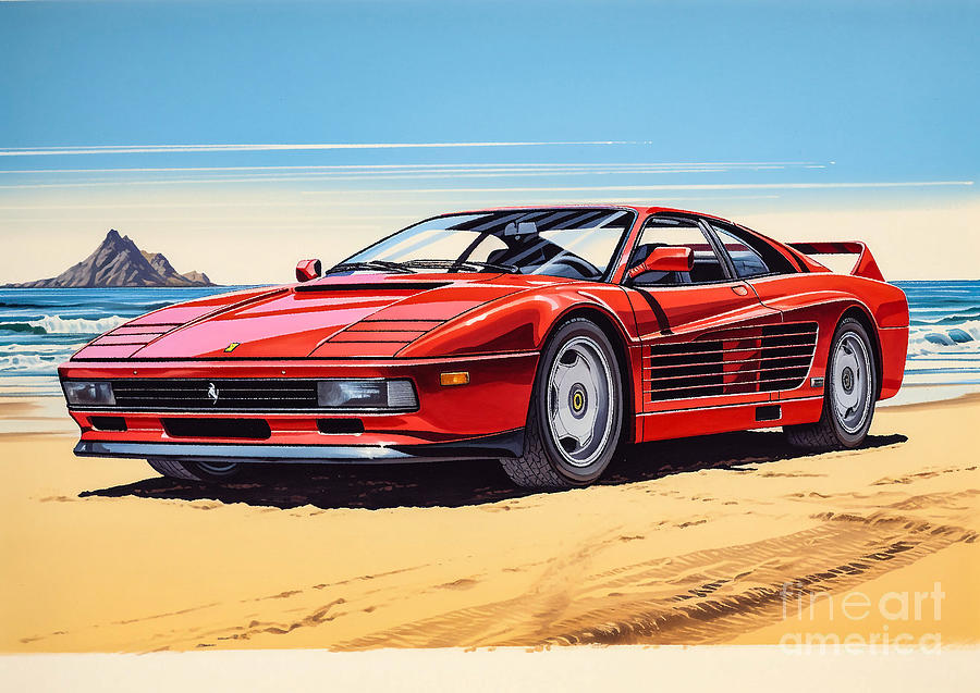 Ferrari Testarossa Drawing by Destiney Sullivan - Fine Art America