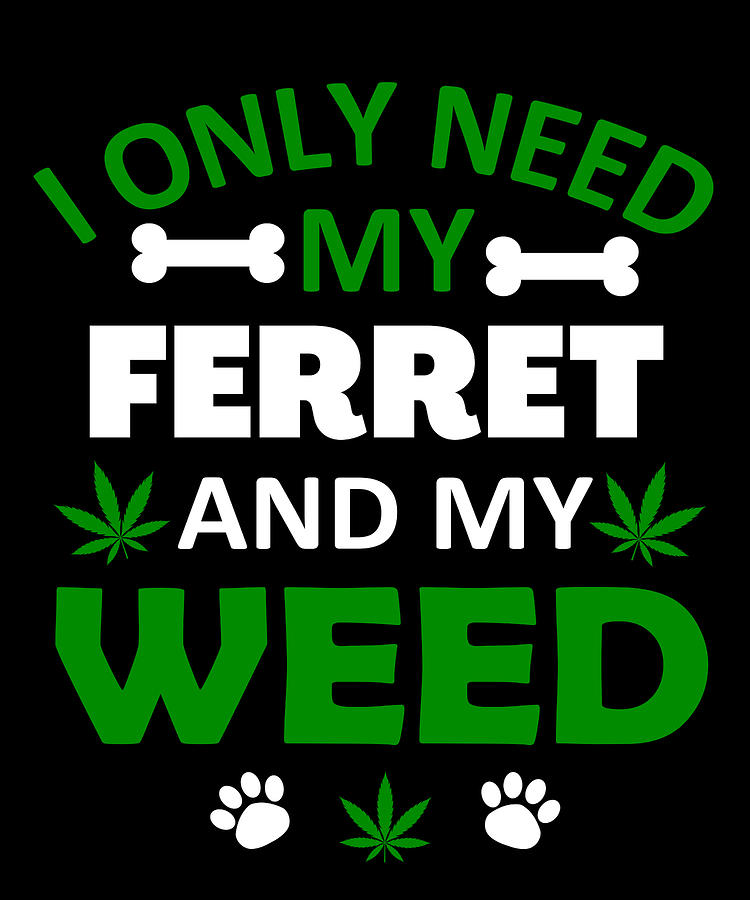 Marijuana Legalization Drawing - Ferret Lover Gift Only Need My Ferret and My Weed Humor Gift by Kanig Designs