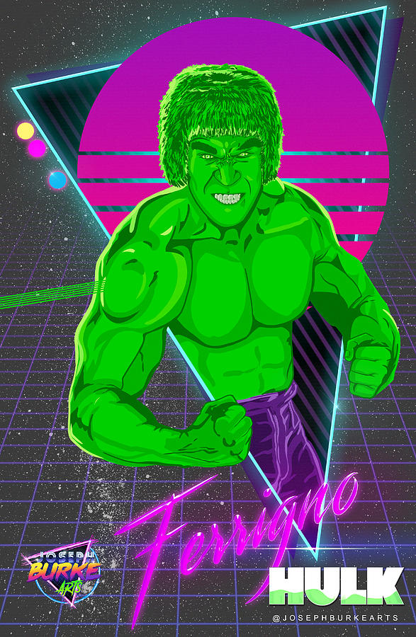 Synthwave Ferrigno Hulk Digital Art By Joseph Burke