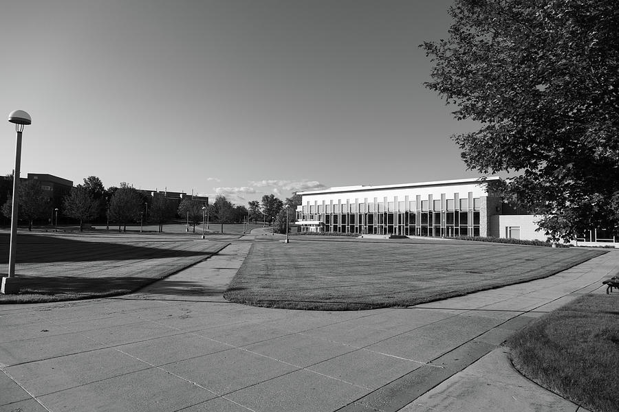 Ferris State University campus in black and white Photograph by Eldon McGraw