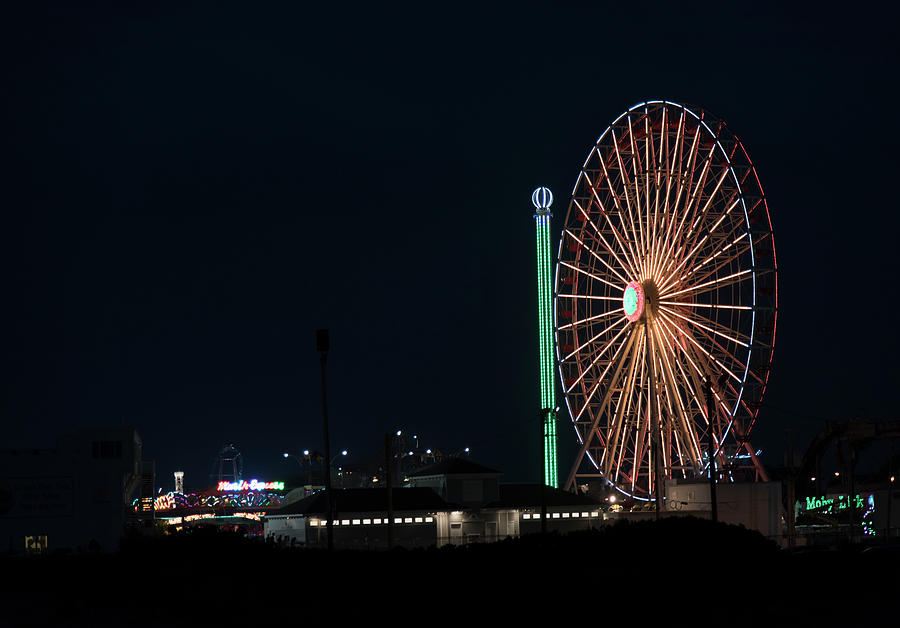 Ferris Wheel at Ocean City Boardwalk at Night Photograph by Mark Stout