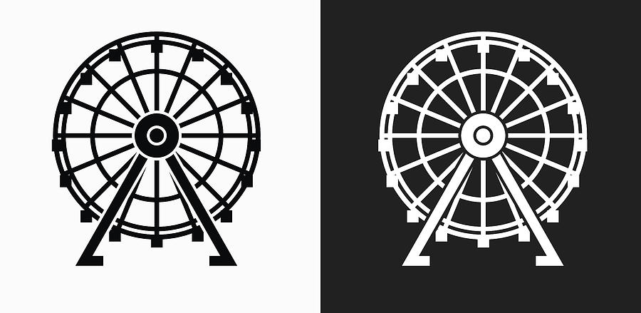Ferris Wheel Icon on Black and White Vector Backgrounds Drawing by Bubaone