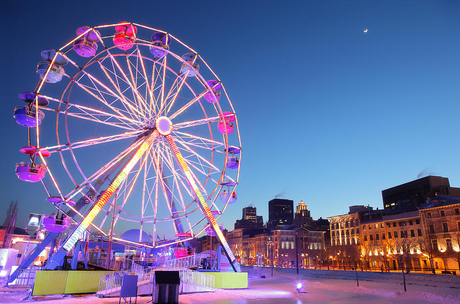 Ferris Wheel in Old Montreal during Winter Photograph by Buzbuzzer