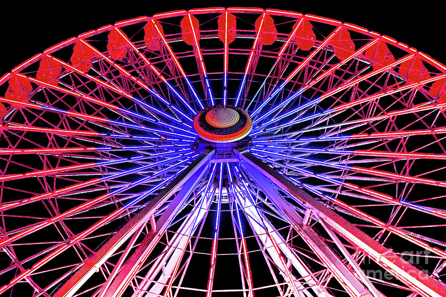 Ferris Wheel Light Show 6_patriotic Colors Photograph