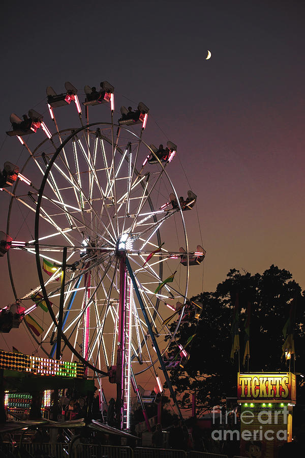 Ferris Wheel Moon Photograph by Randall Cogle