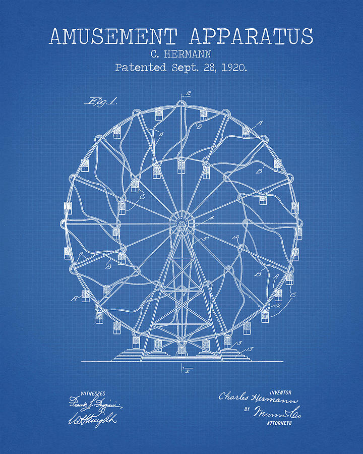 Ferris wheel patent Digital Art by Dennson Creative - Pixels