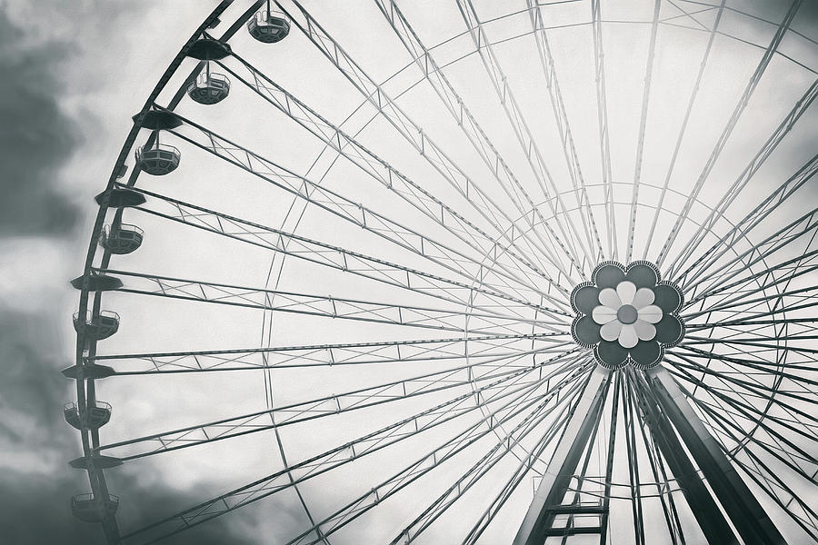 Vintage Photograph - Ferris Wheel Prater Park Vienna Black and White  by Carol Japp