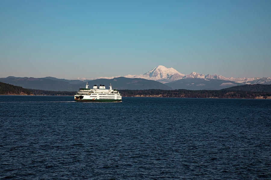 Ferry and Mt. Baker Photograph by Laura Pratt