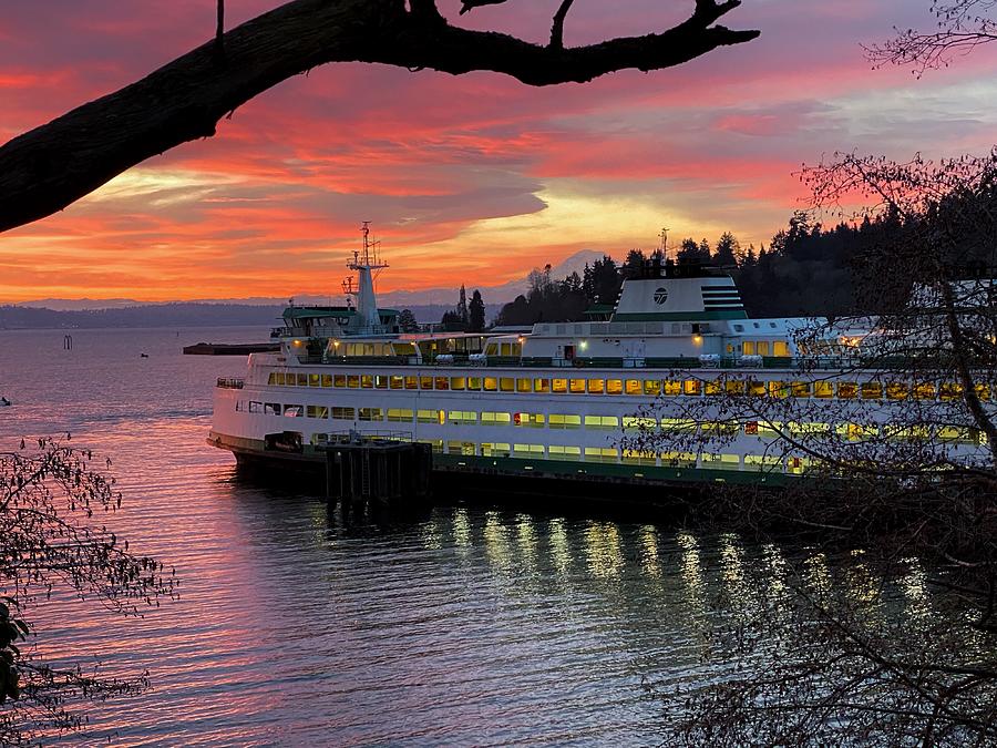 Ferry Sunrise Photograph by Jerry Abbott