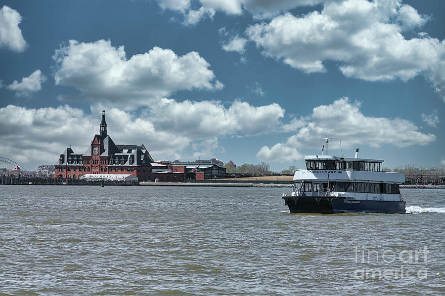 Transportation Photograph - Ferry Transport Hudson Bay Ellis Island NY NJ  by Chuck Kuhn