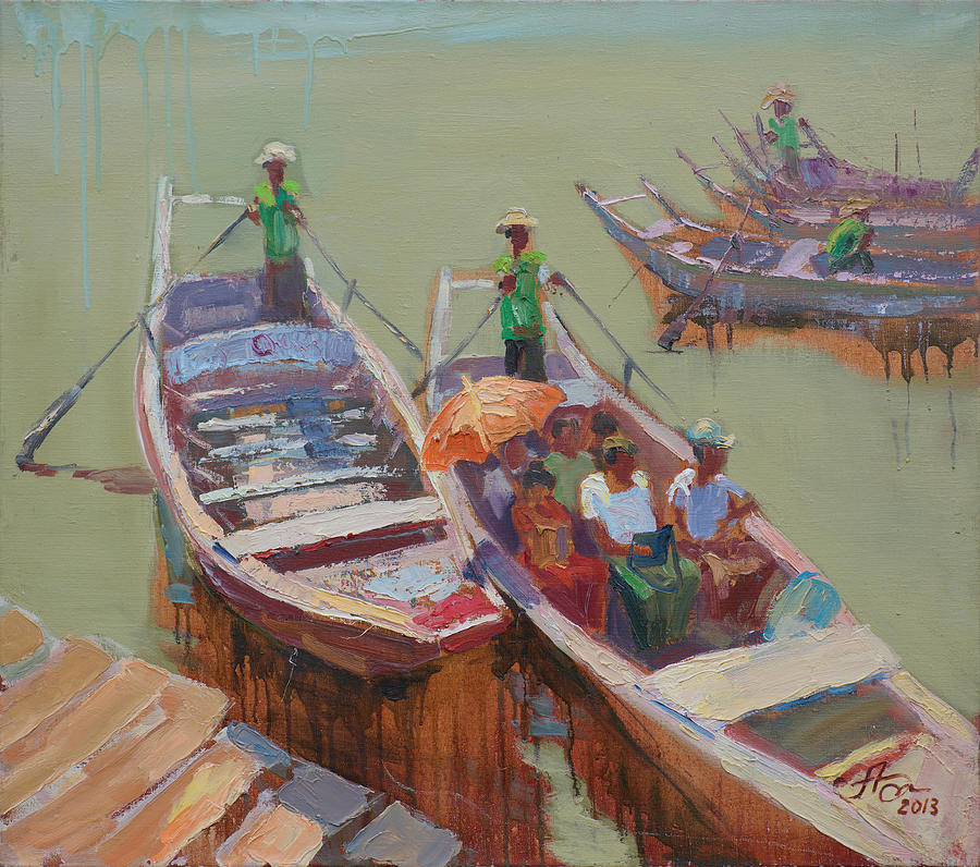 HD01201300 Ferryboats Painting by Hanna Davydchenko HD01201300 Ferryboats Painting by Hanna Davydchenko