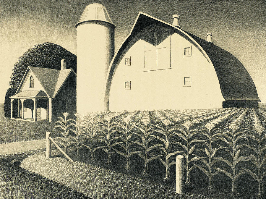 Barn Painting - Fertility by Grant Wood
