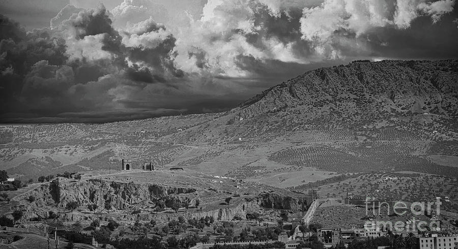 Fes Landscape Morocco Black White  Photograph by Chuck Kuhn