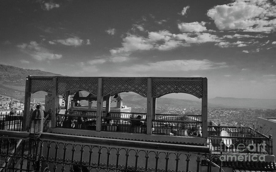 Fes Rooftops Morocco Black white  Photograph by Chuck Kuhn