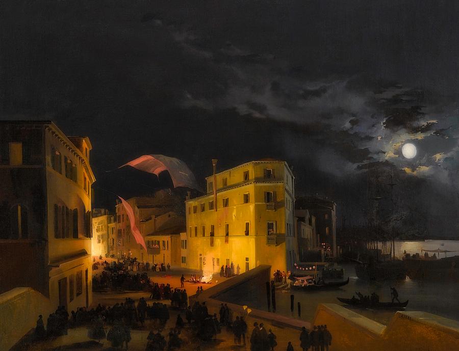City Painting - Festival in Venice by Ippolito Caffi