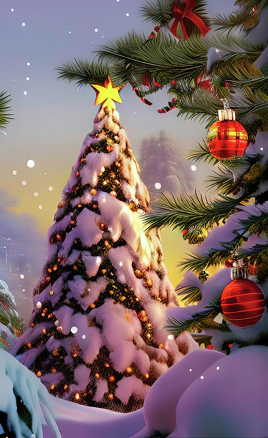 Festive Christmas Tree Digital Art