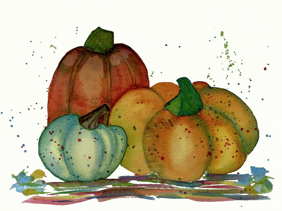 Festive Harvest Pumpkins Painting by Deborah League