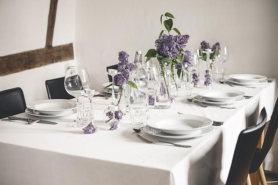 Festive laid table with lilac, Syringa Photograph by Westend61