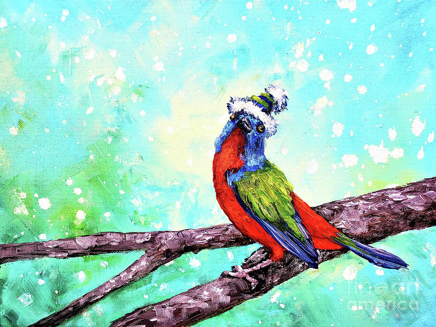 Festive Painted Bunting Painting by Zan Savage