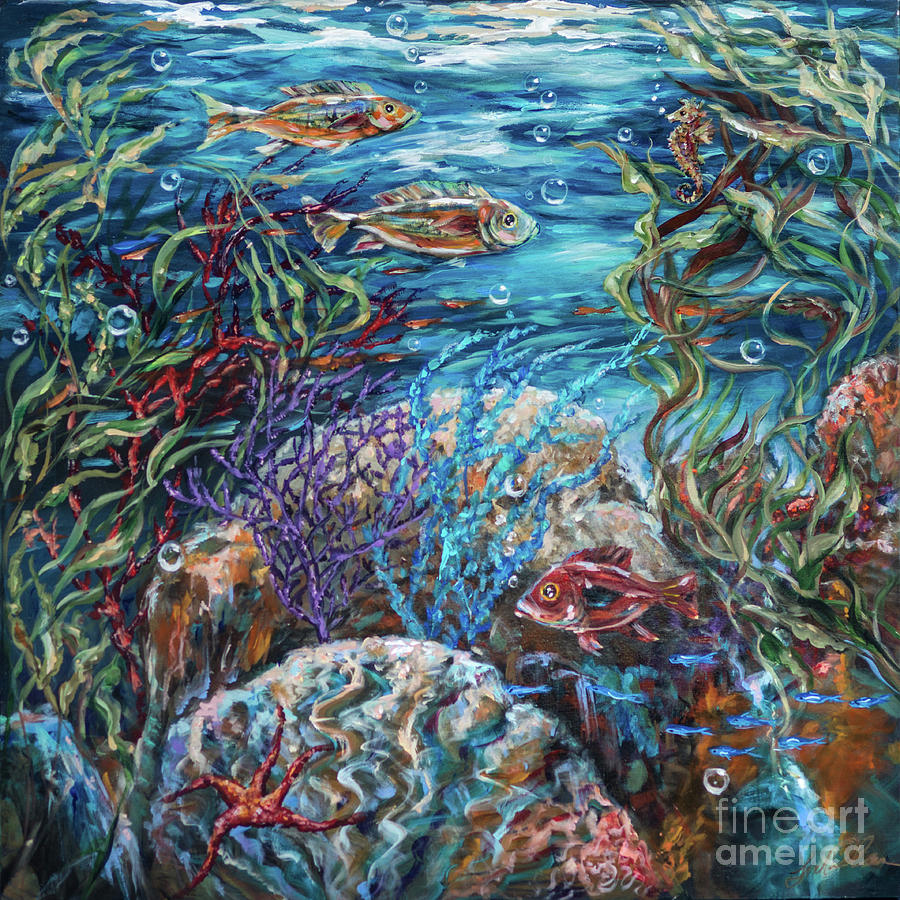 Festive Reef Painting by Linda Olsen