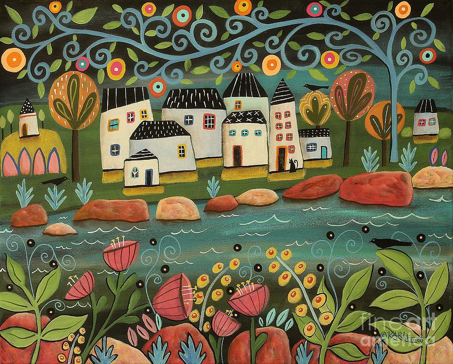 Cottage Painting - Festive Seascape by Karla Gerard