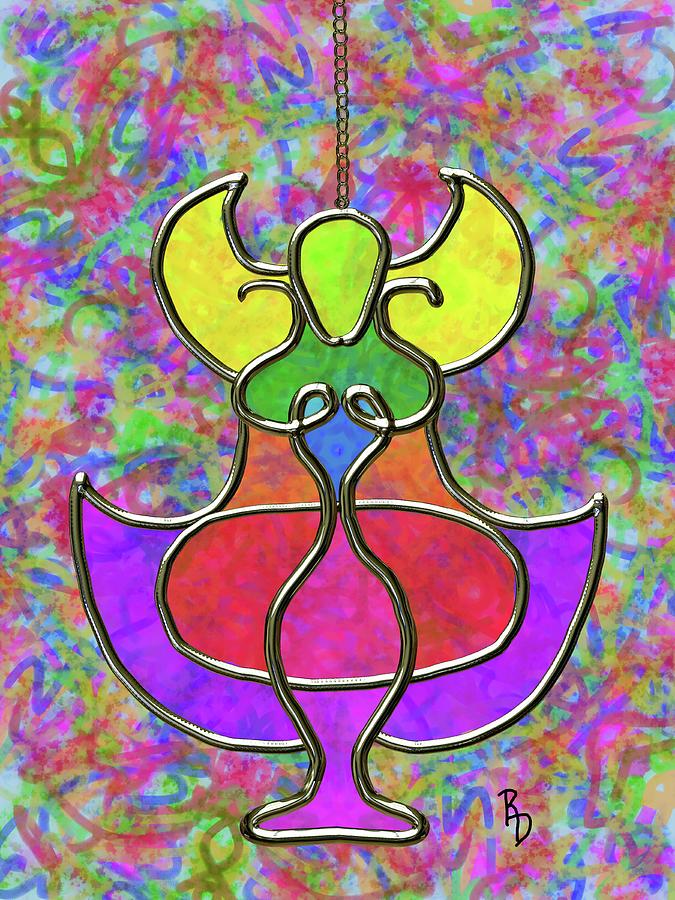 Festive Stained Glass Angel Digital Art by Ric Darrell