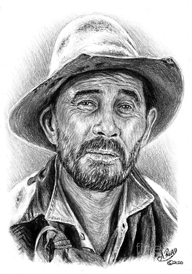 Black And White Drawing - Festus by Andrew Read