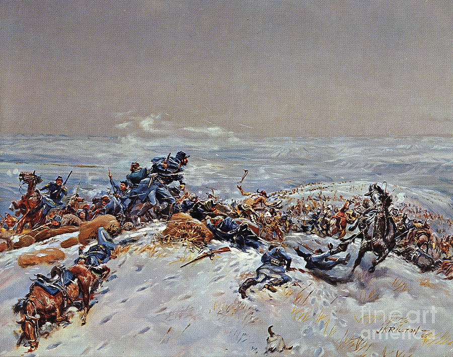 1860s Painting - Fetterman Fight, 1866 by J K Ralston