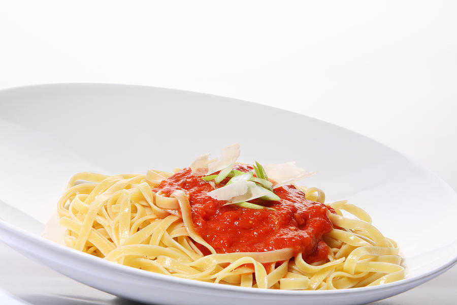 Fettuccini pasta with tomato sauce Photograph by Gerhard Egger