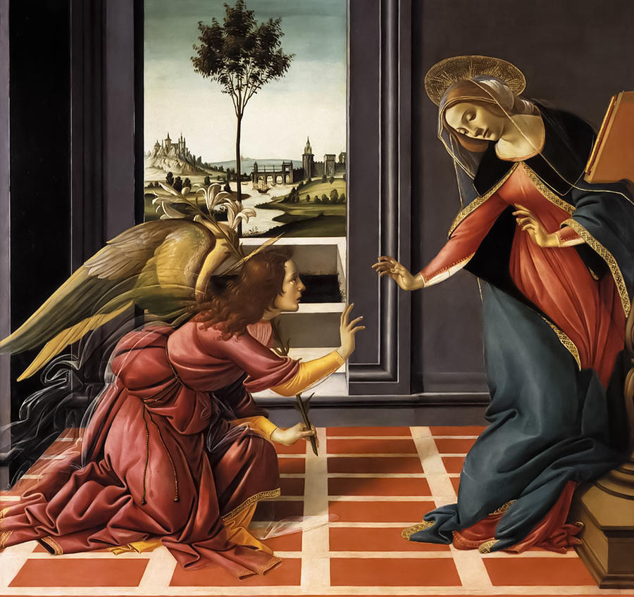 Sandro Botticelli Painting - Annunciation by Sandro Botticelli by Mango Art