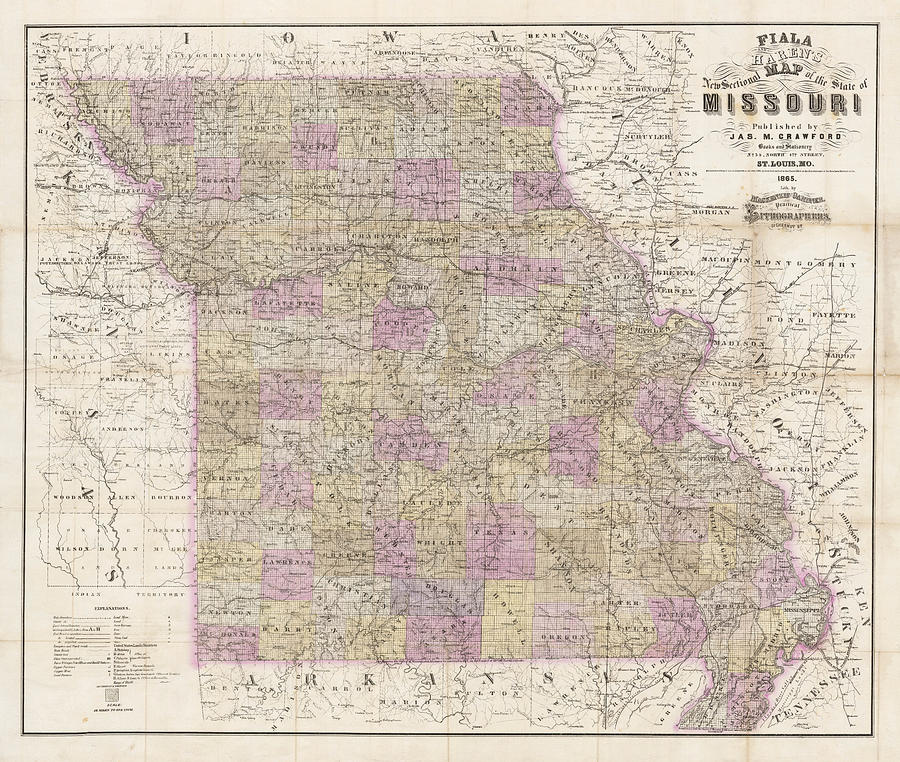 Fiala and Haren s New Sectional Map of the State of Missouri Published ...