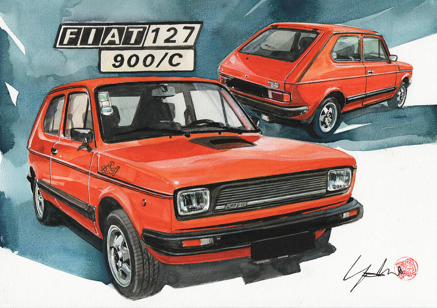 Fiat Painting - Fiat 127 by Yoshiharu Miyakawa