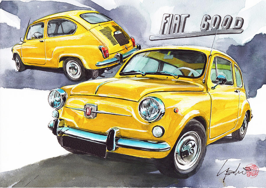 Fiat 600 D Painting by Yoshiharu Miyakawa - Fine Art America