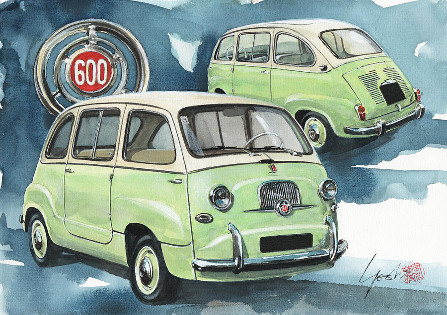 Fiat Painting - Fiat 600 Maltipla by Yoshiharu Miyakawa