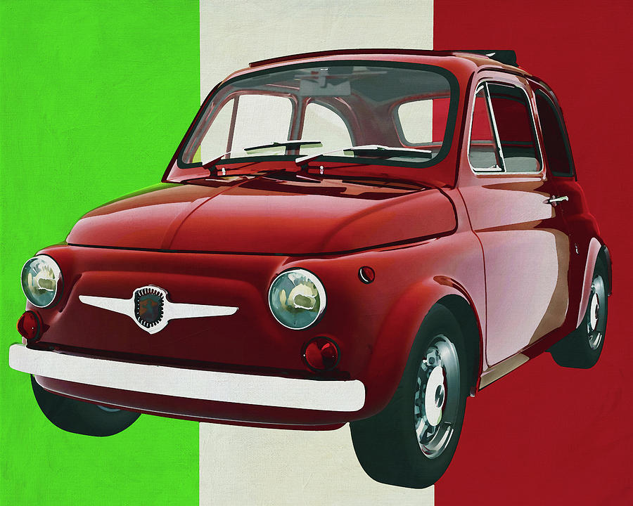 Fiat Abarth 595 from 1968 symbol of Italian culture Painting by Jan Keteleer