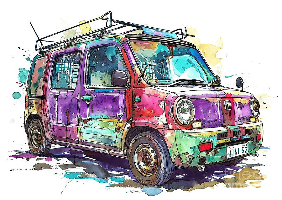 Car Painting - Fiat Doblo Work Up auto vibrant colors by Clark Leffler