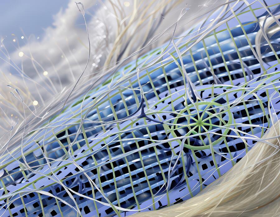 Futuristic Abstract Network Design Digital Art - Fiberscape by Eris And AI