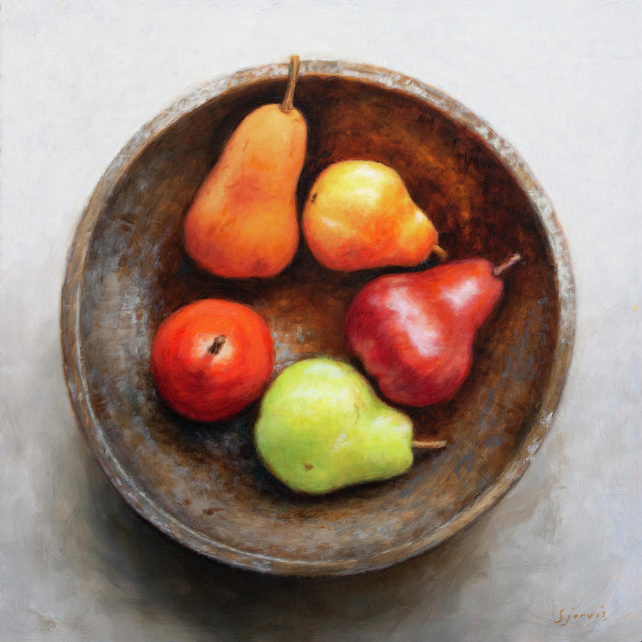 Pear Painting - Five Pears by Susan N Jarvis