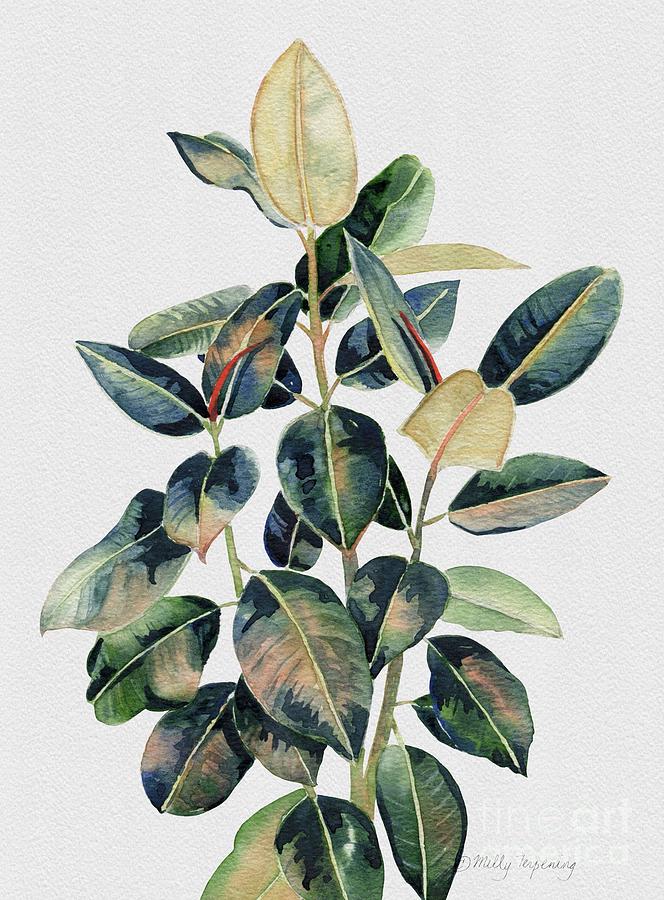 Ficus Leaves Watercolor 2 Painting by Melly Terpening
