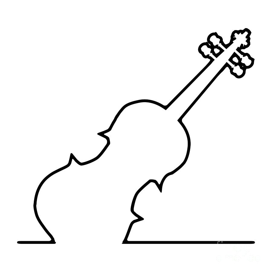 Fiddle Silhouette Outline Digital Art by Bigalbaloo Stock - Fine Art ...