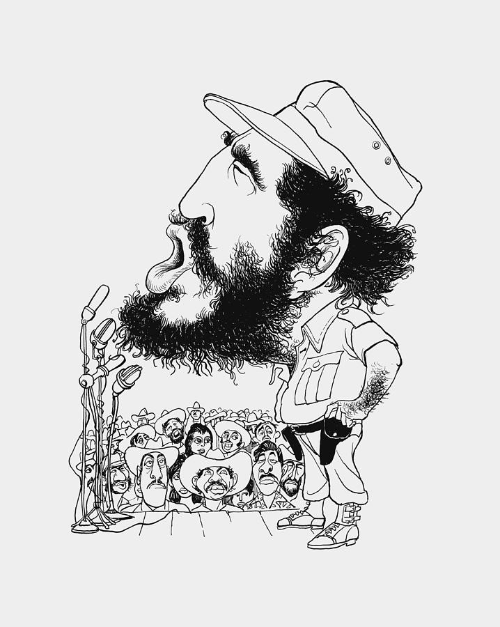 Fidel Castro Caricature - Edmund S. Valtman Drawing by War Is Hell Store