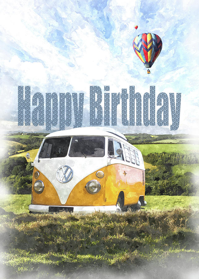 Happy Birthday Digital Art - Field Camper Birthday Card by Steve Whitham