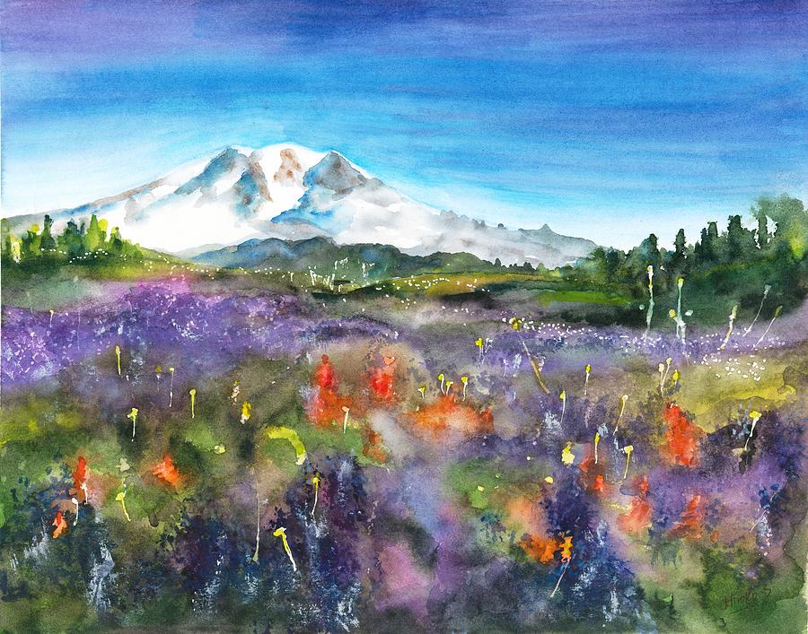 Field flower and Mountain Painting by Hiroko Stumpf