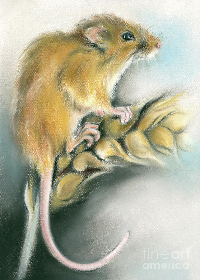 Field Mouse on a Wheat Stalk Painting by MM Anderson