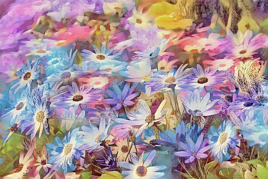 Field of Daisies Colorful Dream Digital Art by Gaby Ethington