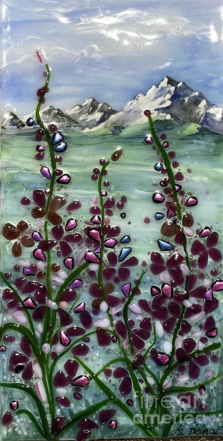 Field of Fireweed Glass Art by Margaret Donat