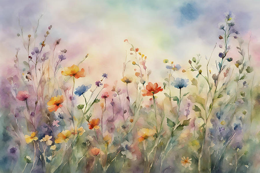 Field of flowers Digital Art by Judi Kubes