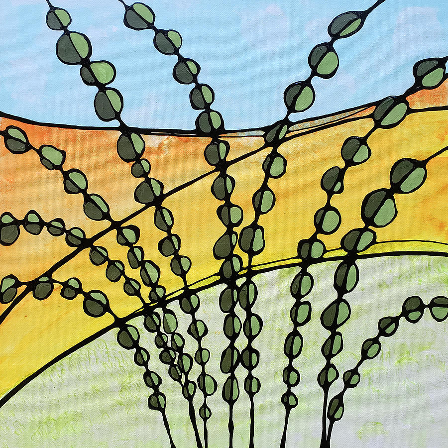FIELD OF GOLD NeuroGraphic Abstract Landscape Painting by Lynnie Lang