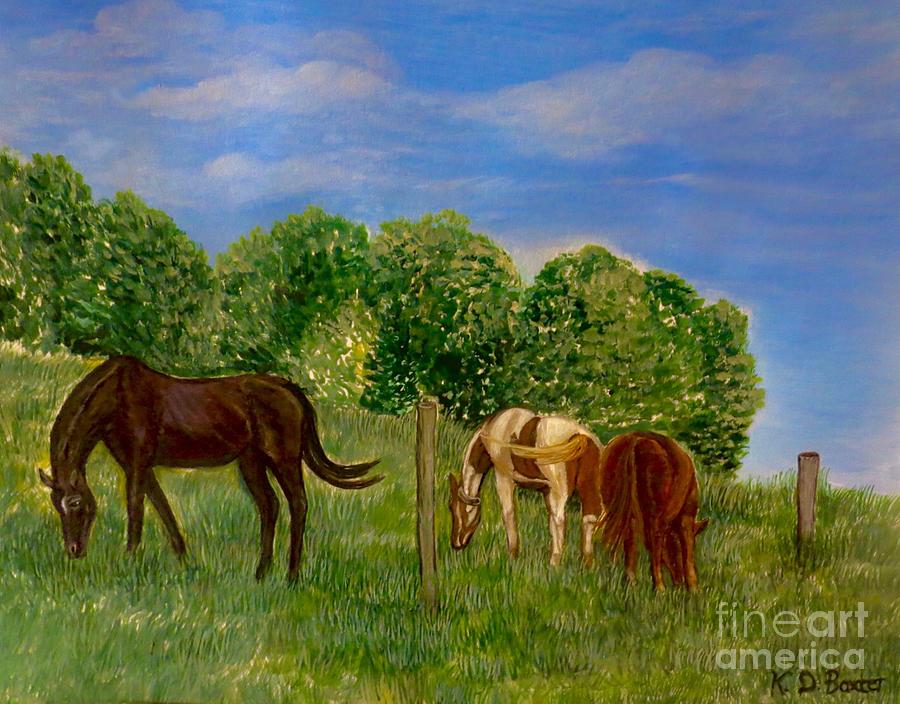 Field of Horses Dreams Painting by Kimberlee Baxter